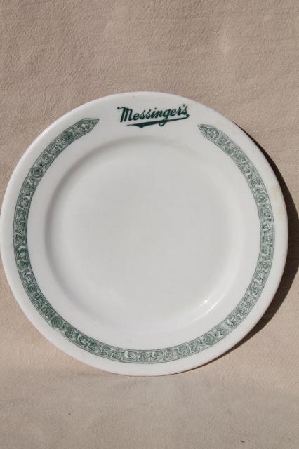 photo of 1930s gangster vintage Chicago restaurant china plates, Messinger's lunch counter #5