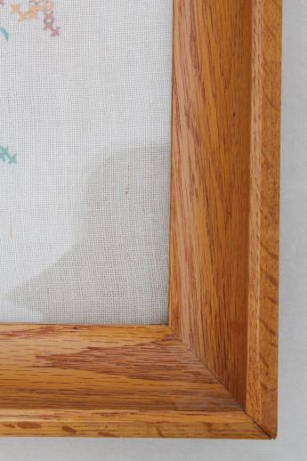 photo of 1930s golden oak frame w/ hand stitched embroidery Give Us This Day our Daily Bread #5