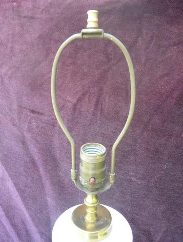 photo of 1930s or 1940s vintage flowered lamp, glass w/marble base #5