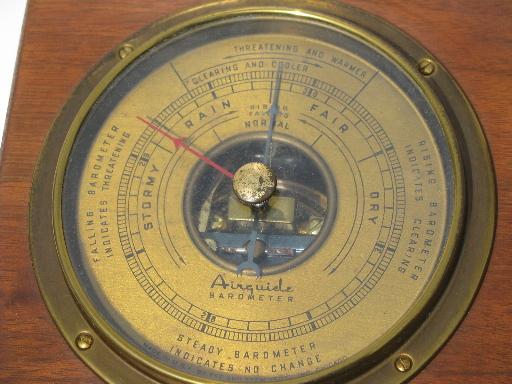 photo of 1930s vintage Airguide barometer, brass and mahogany case Fee and Stemwedel #6