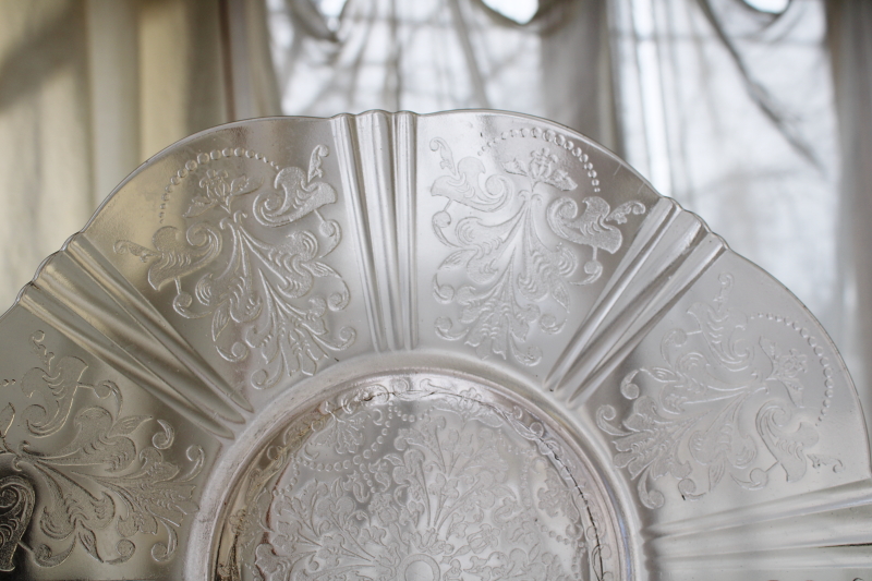 photo of 1930s vintage American Sweetheart pink depression glass cake plate or serving tray  #2
