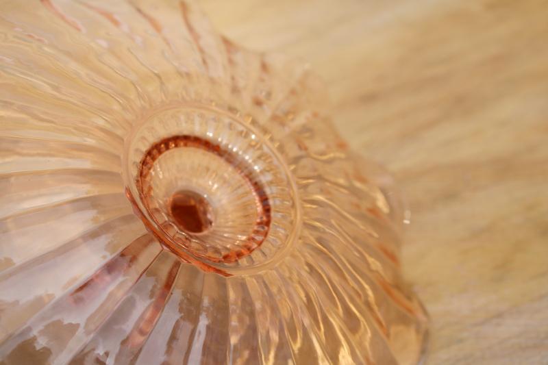 photo of 1930s vintage Anchor Hocking pink depression glass bonbon dish, server w/ center handle #3