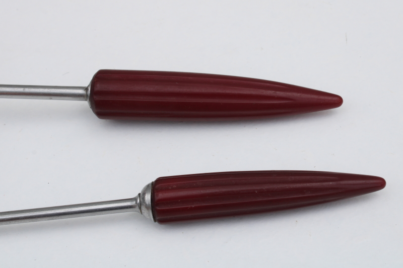 photo of 1930s vintage Androck kitchen utensils, art deco bullet handles dark red bakelite #3