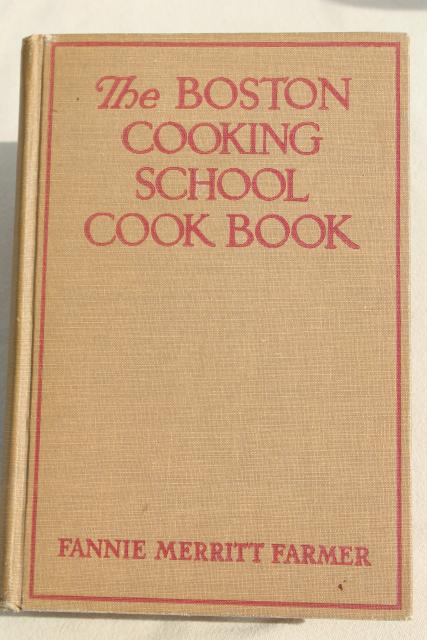 photo of 1930s vintage Boston Cooking School Cook Book, early Fanny Farmer cookbook w/ depression era ads #1