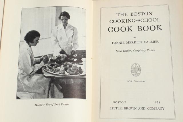 photo of 1930s vintage Boston Cooking School Cook Book, early Fanny Farmer cookbook w/ depression era ads #3