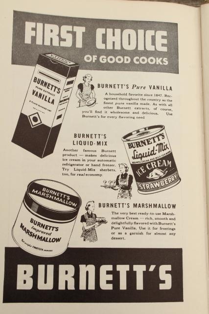 photo of 1930s vintage Boston Cooking School Cook Book, early Fanny Farmer cookbook w/ depression era ads #5