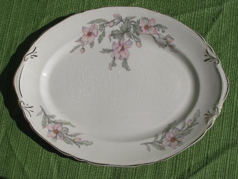 photo of 1930s vintage Crown pottery pretty pink floral china dishes, set for 6 #2