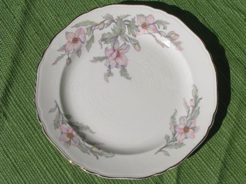 photo of 1930s vintage Crown pottery pretty pink floral china dishes, set for 6 #5