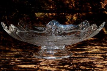 catalog photo of 1930s vintage Duchess fleur de lis Indiana glass, huge old footed glass bowl w/ etched flowers