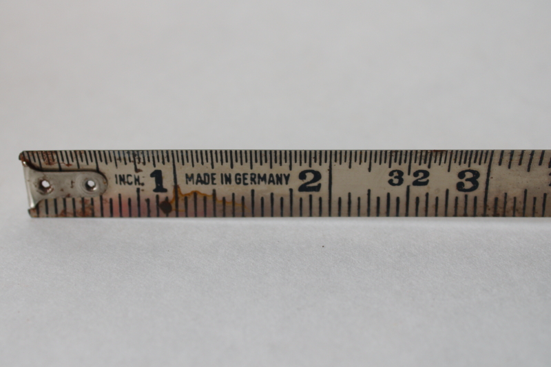 photo of 1930s vintage Germany Peerless stainless steel tape measure, 6 ft industrial machine age tool  #2