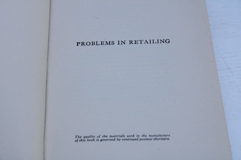 photo of 1930s vintage Harvard Business Administration textbook Problems in Retailing depression era economics #2