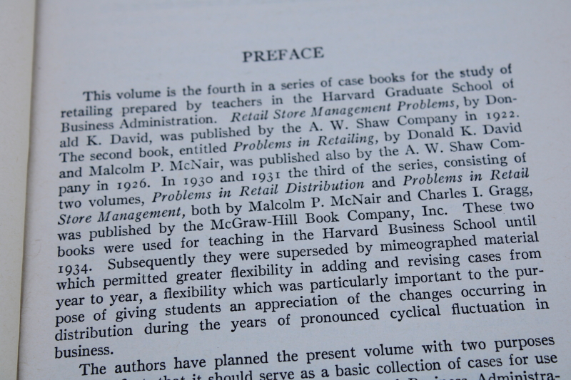 photo of 1930s vintage Harvard Business Administration textbook Problems in Retailing depression era economics #4