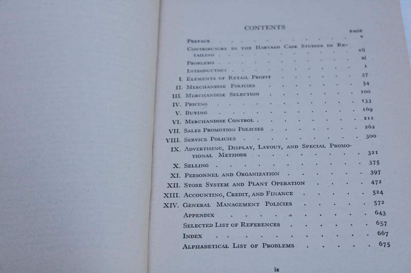 photo of 1930s vintage Harvard Business Administration textbook Problems in Retailing depression era economics #5