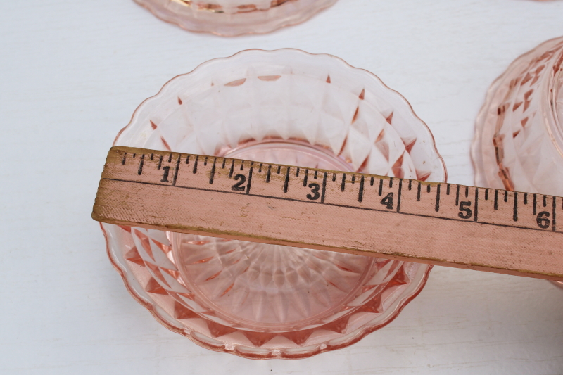 photo of 1930s vintage Jeanette glass Windsor pattern pink depression glass fruit bowls, tiny dessert dishes #3