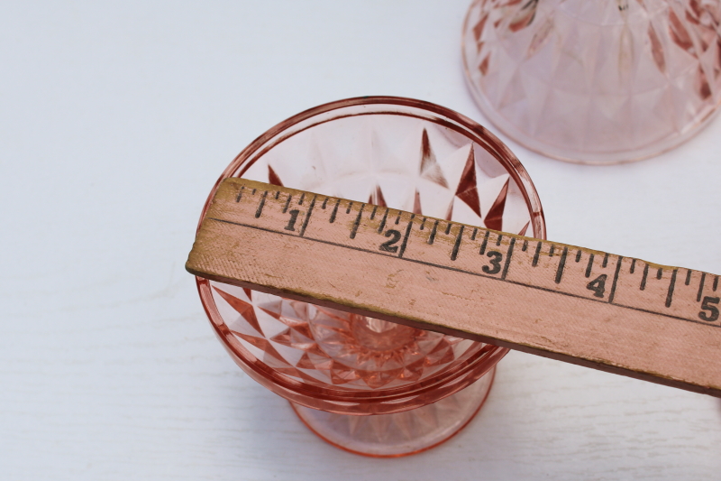 photo of 1930s vintage Jeanette glass Windsor pattern pink depression glass sherbets, set of four dessert dishes  #4