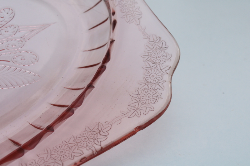 photo of 1930s vintage Jeannette Adam pattern pink depression glass platter w/ deep bowl shape #2