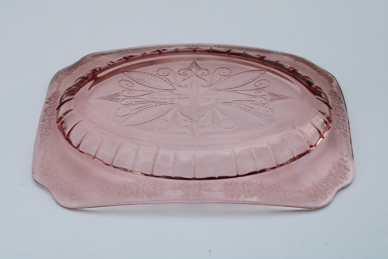 photo of 1930s vintage Jeannette Adam pattern pink depression glass platter w/ deep bowl shape #4