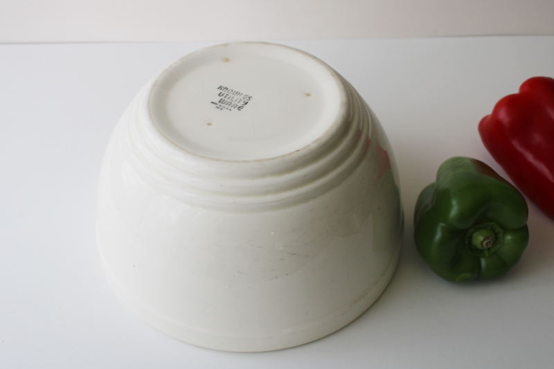 photo of 1930s vintage Knowles Utility Ware pottery, big deep mixing bowl plain white china  #5