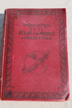 catalog photo of 1930s vintage Literary Digest Atlas of the World w/ vintage maps, large paper fold outs 