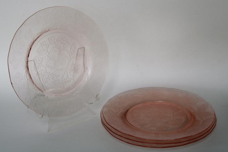 photo of 1930s vintage Macbeth Evans dogwood pink depression glass salad plates #1