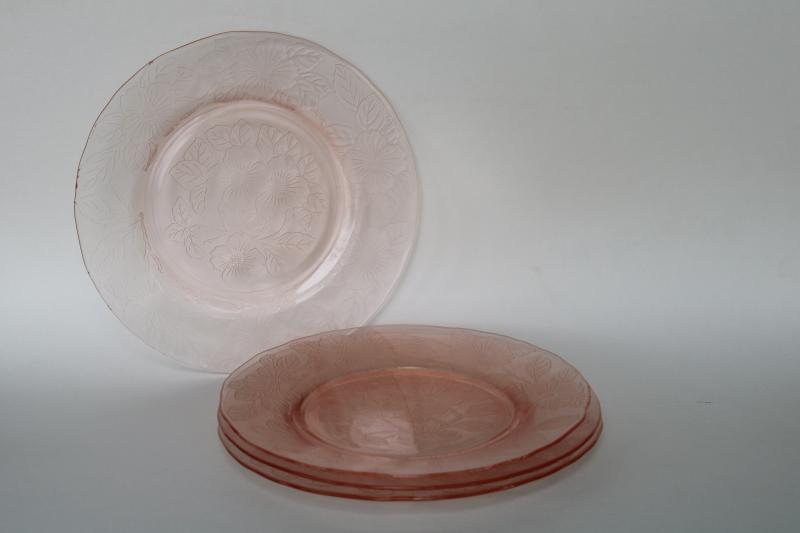 photo of 1930s vintage Macbeth Evans dogwood pink depression glass salad plates #6