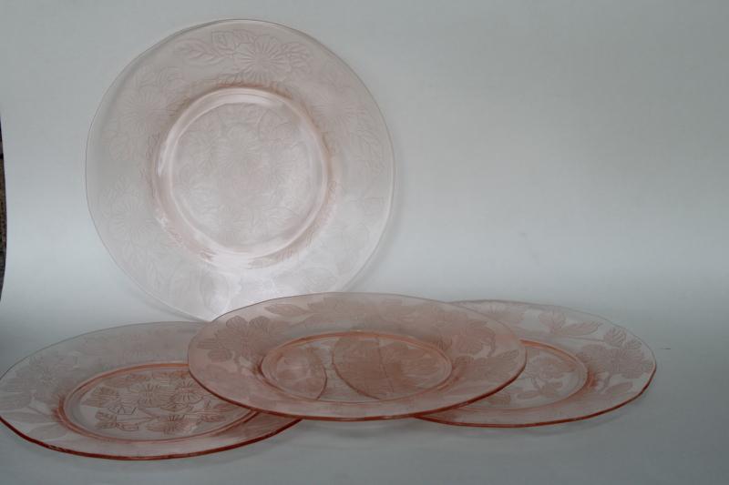 photo of 1930s vintage Macbeth Evans dogwood pink depression glass salad plates #7