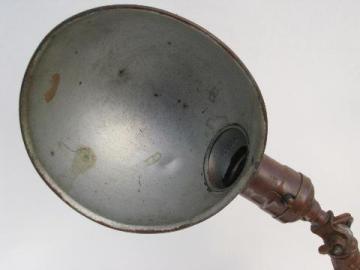 catalog photo of 1930s vintage Miller work table lamp w/ pivot, industrial metal helmet shade