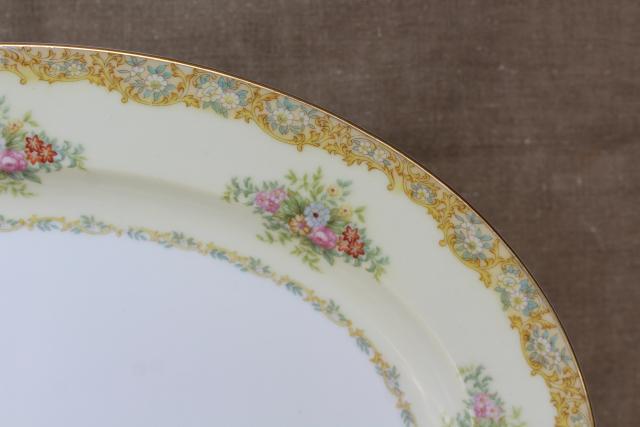 photo of 1930s vintage Noritake china M mark Rosanne hand painted floral Thanksgiving turkey platter #2