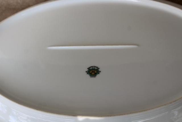 photo of 1930s vintage Noritake china M mark Rosanne hand painted floral Thanksgiving turkey platter #3