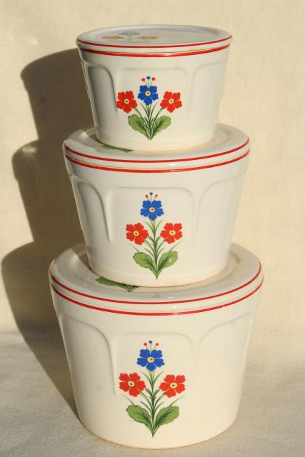 photo of 1930s vintage Universal Cambridge Oven Proof china nesting stacking fridge boxes #1