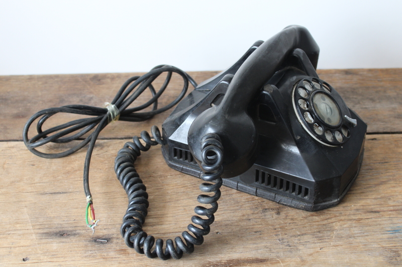 photo of 1930s vintage art deco black bakelite rotary dial telephone, movie or photo prop  #2