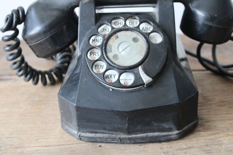 photo of 1930s vintage art deco black bakelite rotary dial telephone, movie or photo prop  #5