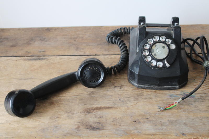 photo of 1930s vintage art deco black bakelite rotary dial telephone, movie or photo prop  #6