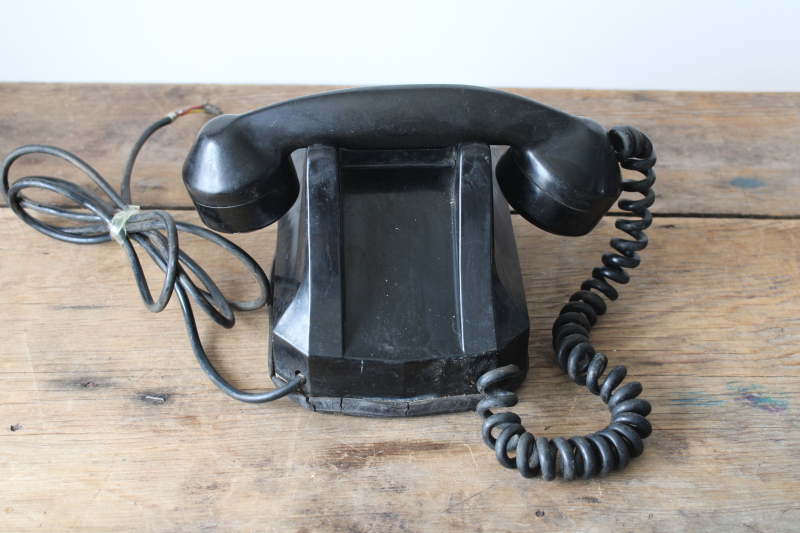 photo of 1930s vintage art deco black bakelite rotary dial telephone, movie or photo prop  #10
