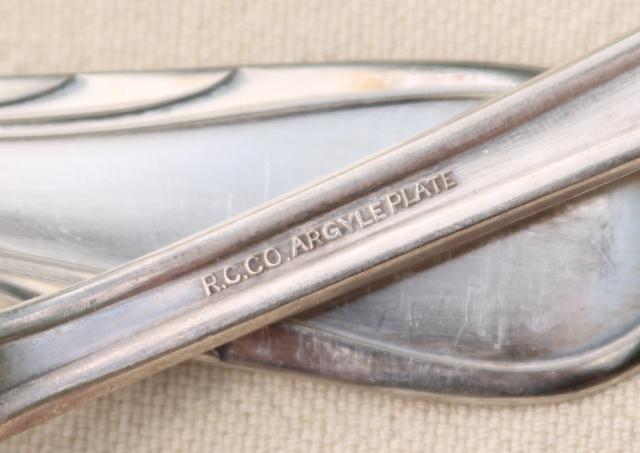 photo of 1930s vintage art deco silver plate flatware, R C Co Argyle silverware #2