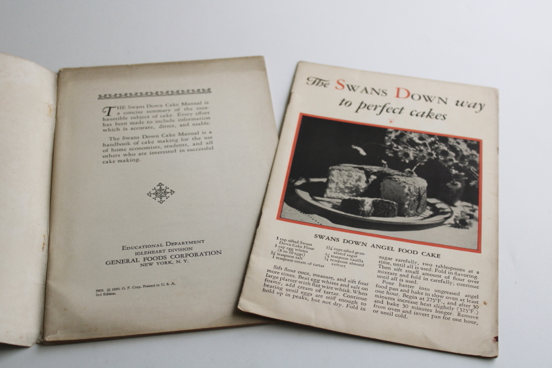 photo of 1930s vintage booklet Swans Down Cake Manual Handbook of Baking depression era cookbook  #3