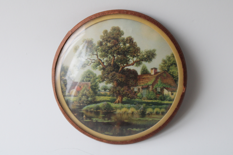 photo of 1930s vintage bubble dome glass print miniature cottage garden picture, cottagecore wall art  #1