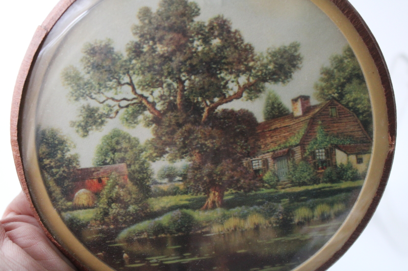 photo of 1930s vintage bubble dome glass print miniature cottage garden picture, cottagecore wall art #2