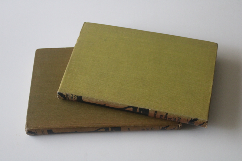 photo of 1930s vintage camping cookbook, canoe camp guide with rustic print black and green covers  #9