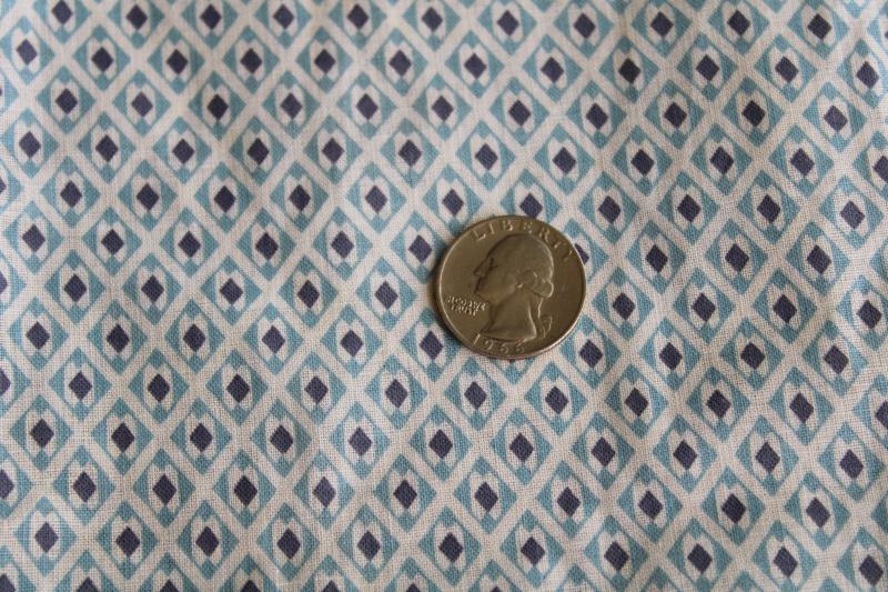 photo of 1930s vintage cotton fabric w/ blue & black print, depression era quilting material #1