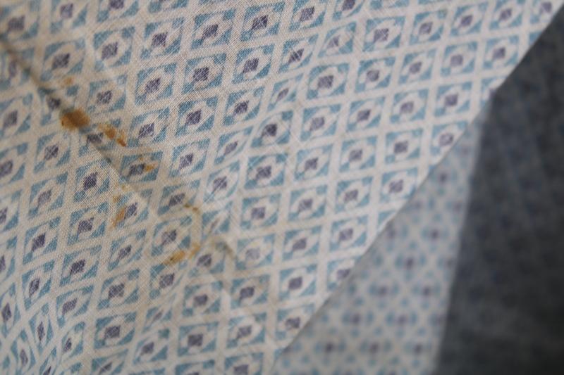 photo of 1930s vintage cotton fabric w/ blue & black print, depression era quilting material #3