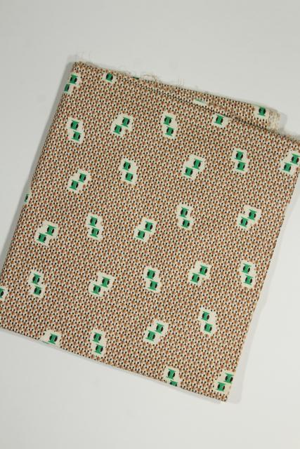 photo of 1930s vintage cotton fabric, railroad lantern bullseye green light print #4