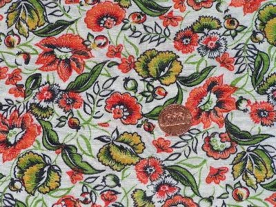 photo of 1930's vintage cotton/rayon floral fabric #1