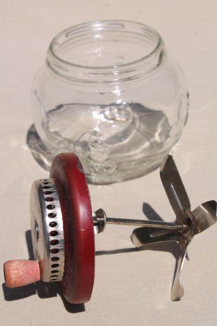 photo of 1930s vintage egg beater jar, mixer or cream whipper w/ hand crank rotary handle #5