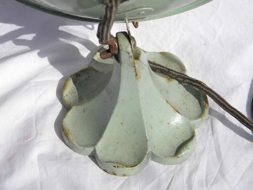 photo of 1930s vintage electric reflector heater w/cast iron base&old jadeite green paint #4