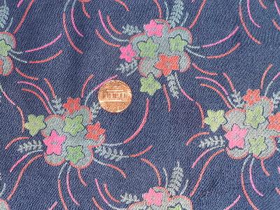 photo of 1930's vintage floral on navy fabric #1