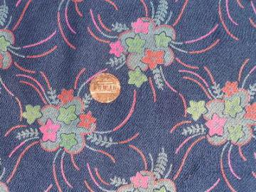 catalog photo of 1930's vintage floral on navy fabric