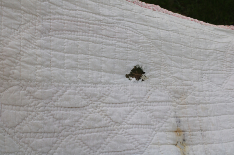 photo of 1930s vintage flower basket patchwork quilt, hand stitched quilting cotton sugar sacks feedsack fabric  #9