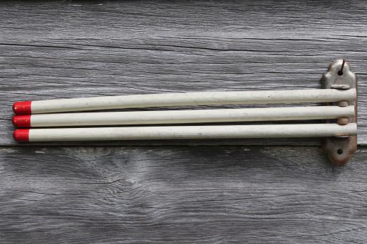 photo of 1930s vintage folding wood towel bars,  wall mount drying rack for kitchen or laundry #4