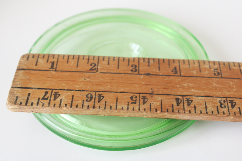 photo of 1930s vintage green depression glass lid, replacement cover for round fridge dish or drippings jar #5